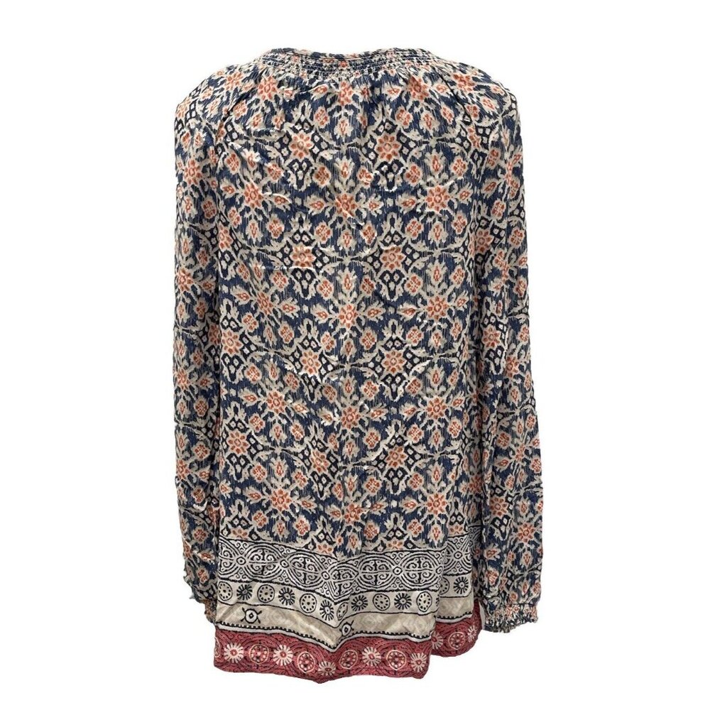 BEACH LUNCH LOUNGE Louisa Blue Coral Tassel Print Blouse Top Size Small (NWT) - Picture 3 of 8